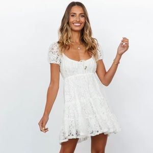 Hello Molly White Dancing In The Rain Mini Dress